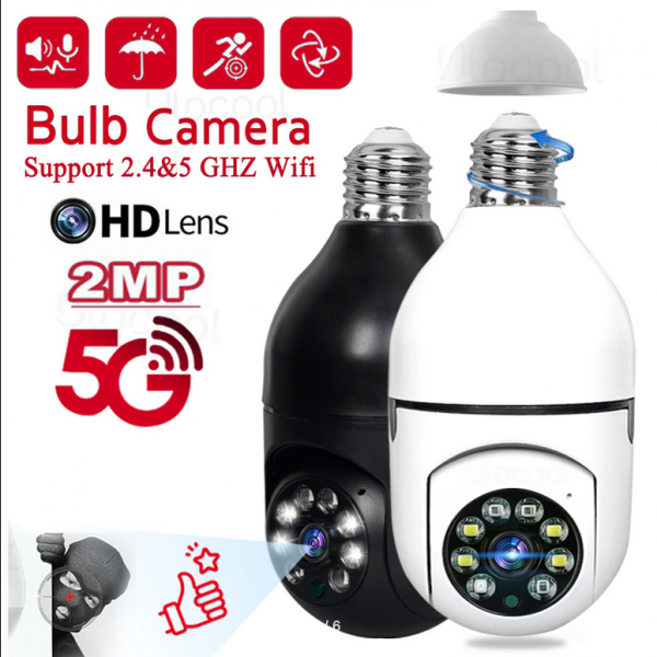 5G Wifi E27 Night Vision Surveillance Camera