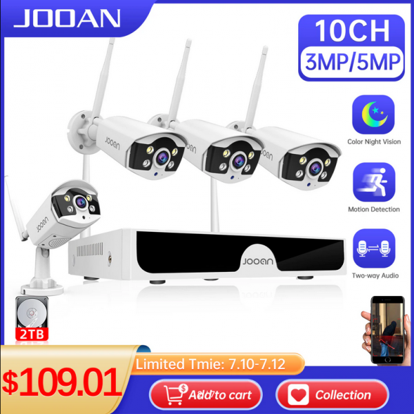 Joan 10CH NVR 3MP 5MP Wireless Security Cameras Outdoor P2P WiFi IP